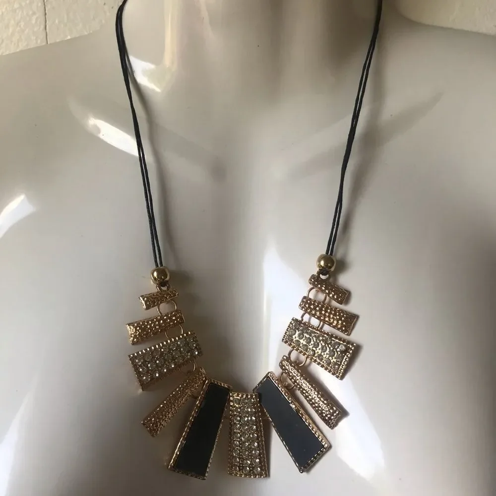Black and gold diamond statement necklace